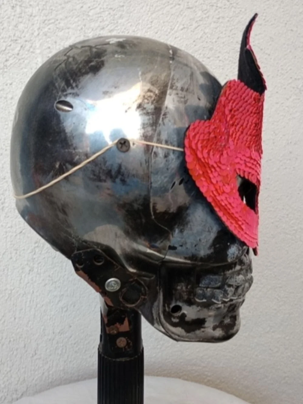 Hand Crafted Shimmering Pink Sequin Face Mask Masquerade Ball Circus Cosplay